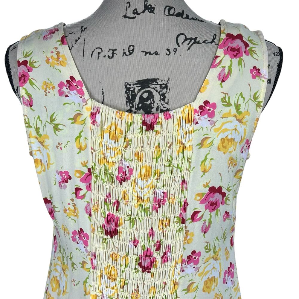 BFA Classics Floral Maxi Dress Sze S Yellow Pink Button Front Rayon 90s Sundress - Picture 6 of 10